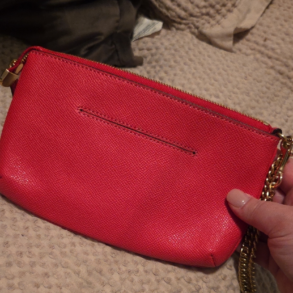 Coach Pink Pebbled Leather Chain Wristlet - Picture 5 of 5